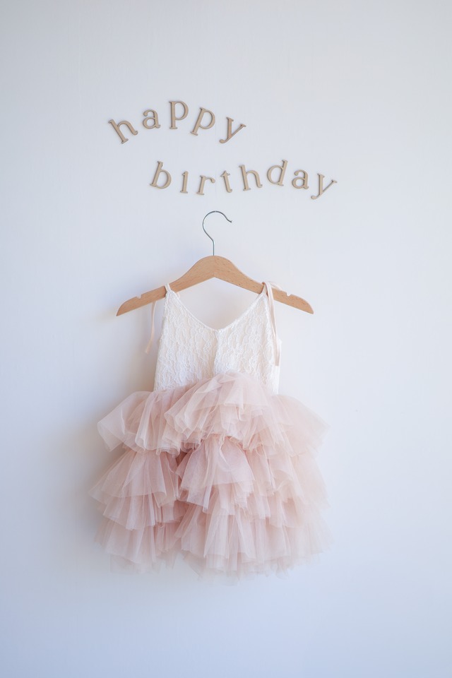 即納tiered dress＆キラキラリーフ花冠②点set 　一部お取り寄せ