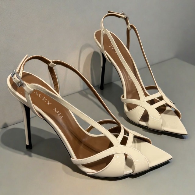 Strap Design Pointed Toe High Heel Sandals6color            V3638