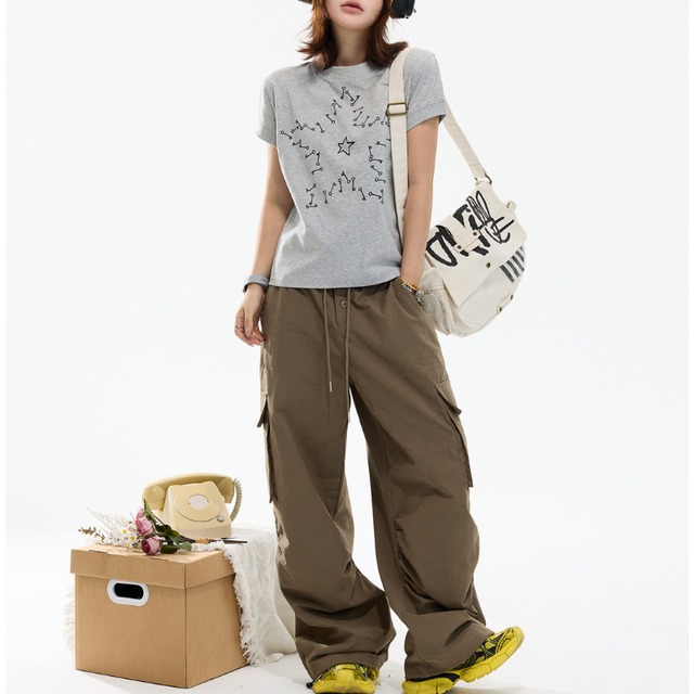 key × star print short-sleeve tee　キー×スタープリント半袖ティー　J2083