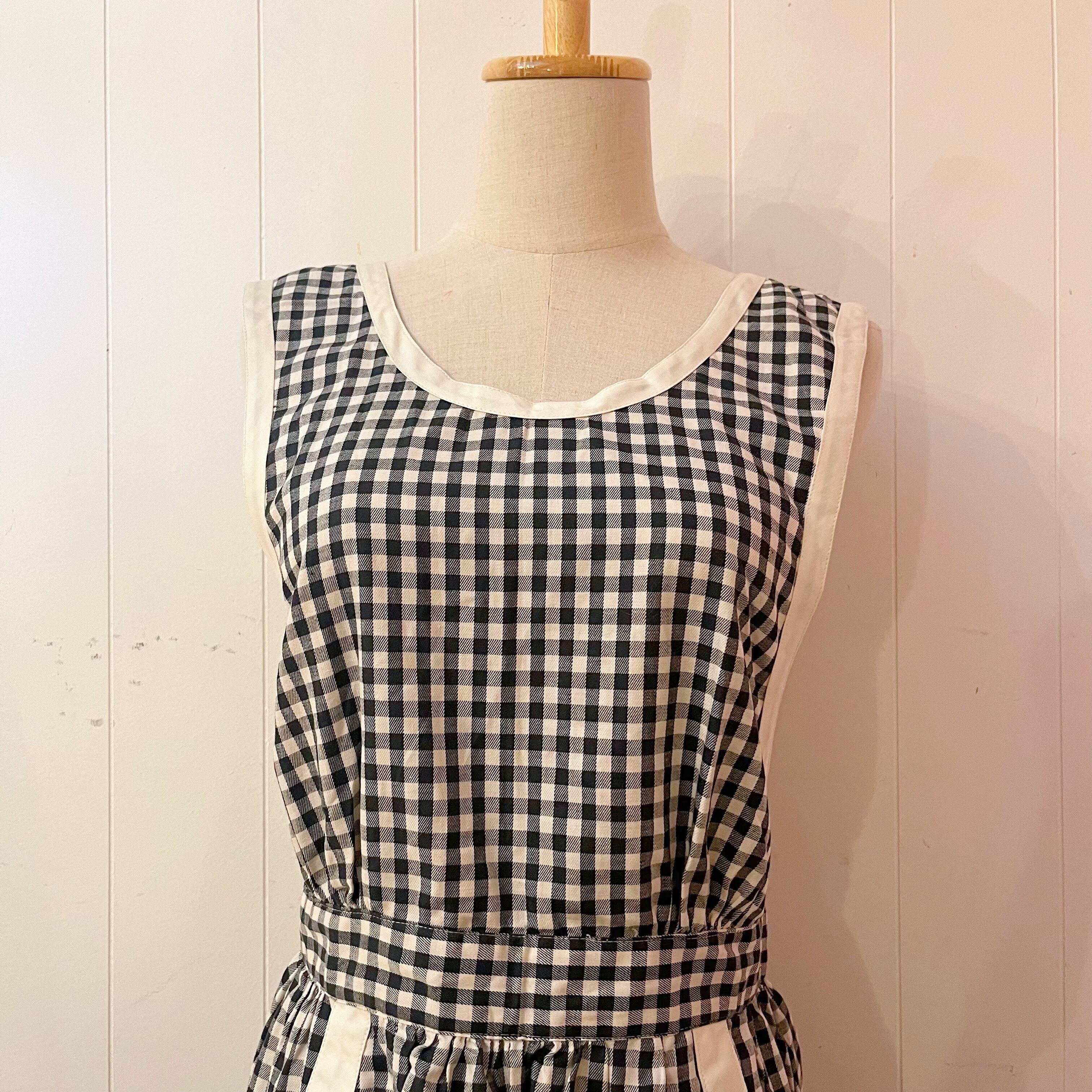 gingham check ribbon one-piece