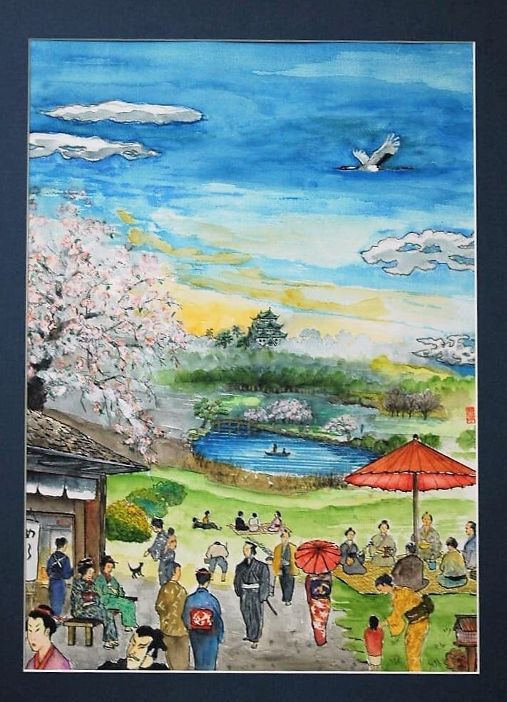 浮世絵風な水彩画　銭湯「柳湯」 浮世絵風な水彩画 銭湯「柳湯」