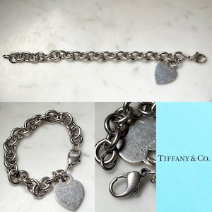 vintage TIFFANY silver circle link chain with heart charm
