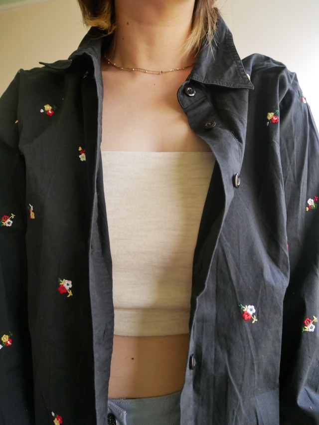 Austria "h.moser" Black Floral Embroidered Shirt