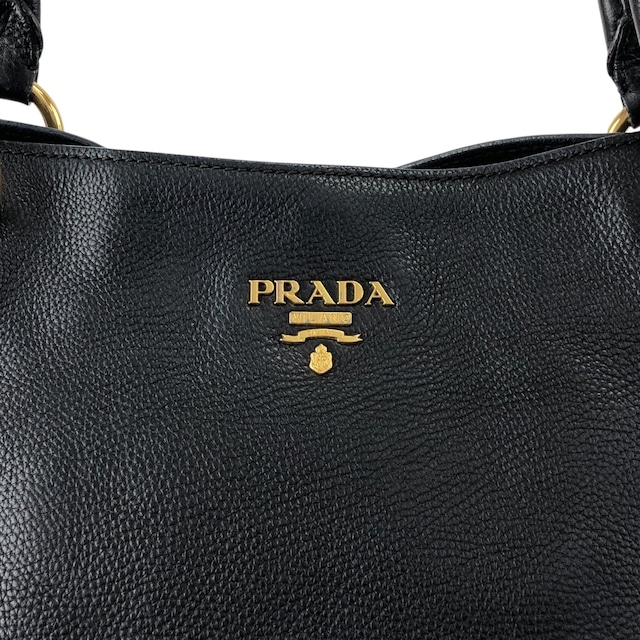 PRADA プラダ トートバッグ ブラック ロゴ レザー vintage ヴィンテージ オールド f7udbt