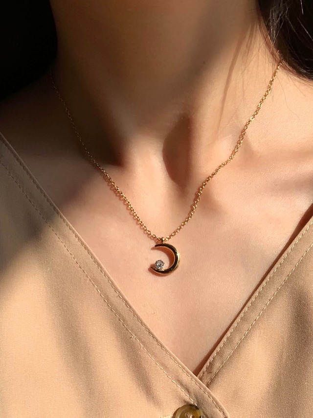 zirconia moon necklace