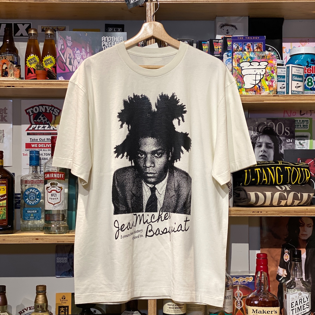 RIVERSIDE BASE Basquiat Quote T-SHIRT FADE WHITE