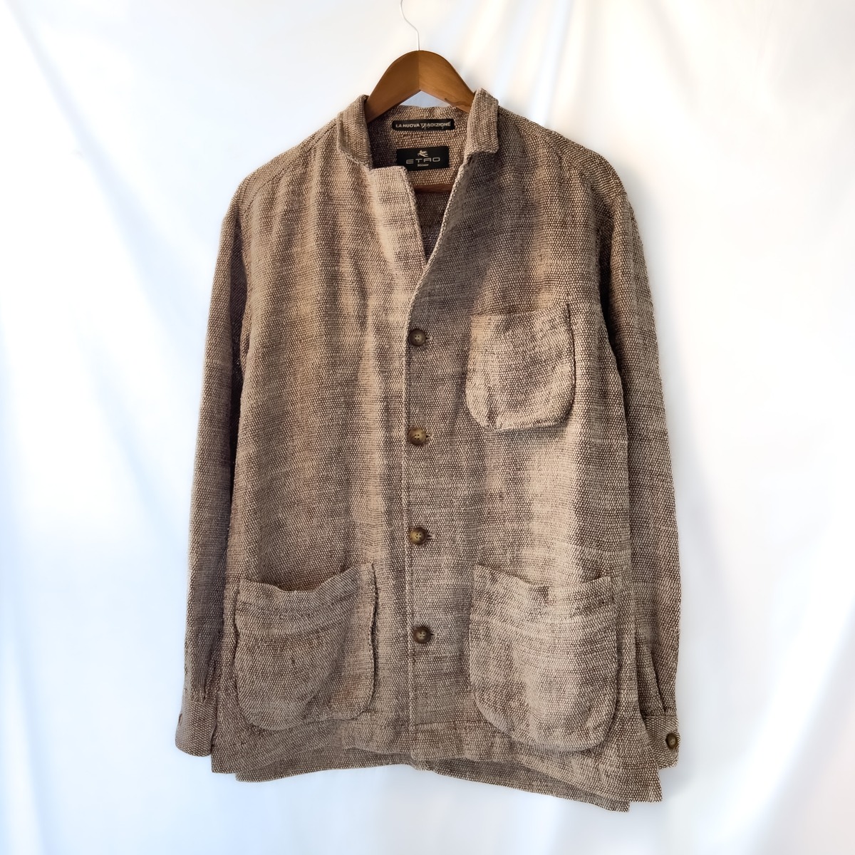 “ETRO LA NUOVA TRADIZIONE” cotton × flax Hand-woven jacket エトロ コットン×リネン ...