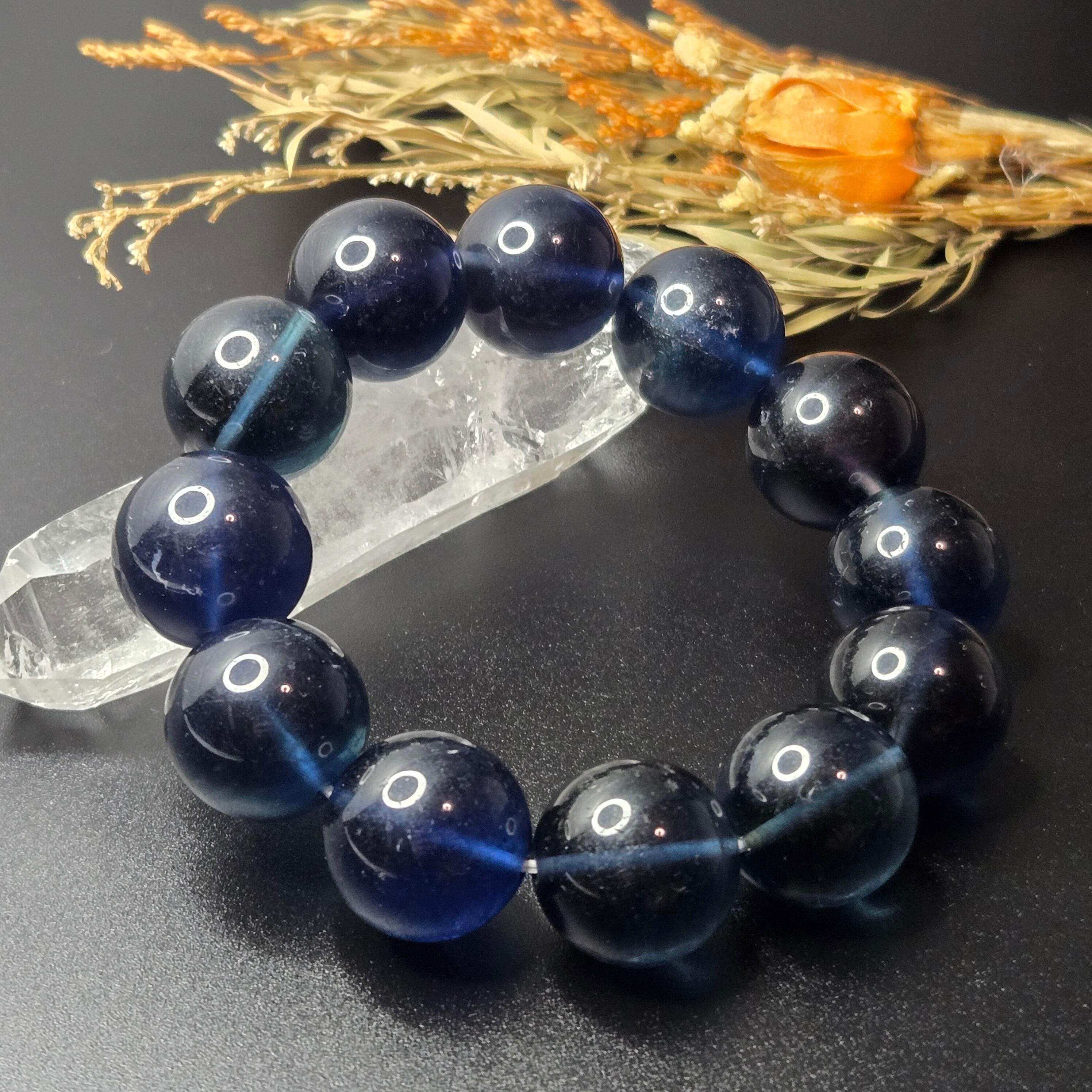 日本銘石(大阪府産)・1点限り】和泉青石＊約8mm＊/天然石ブレスレット