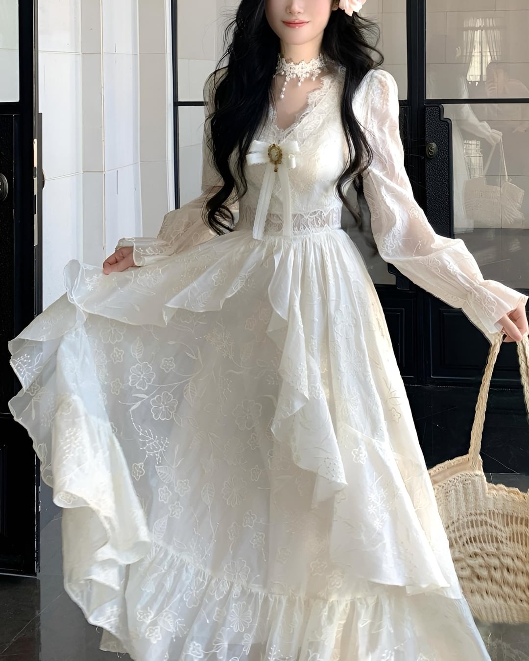 フレンチパレスフラワーシフォンワンピース 2502070