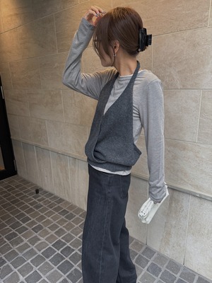 haulter neck knit set tops