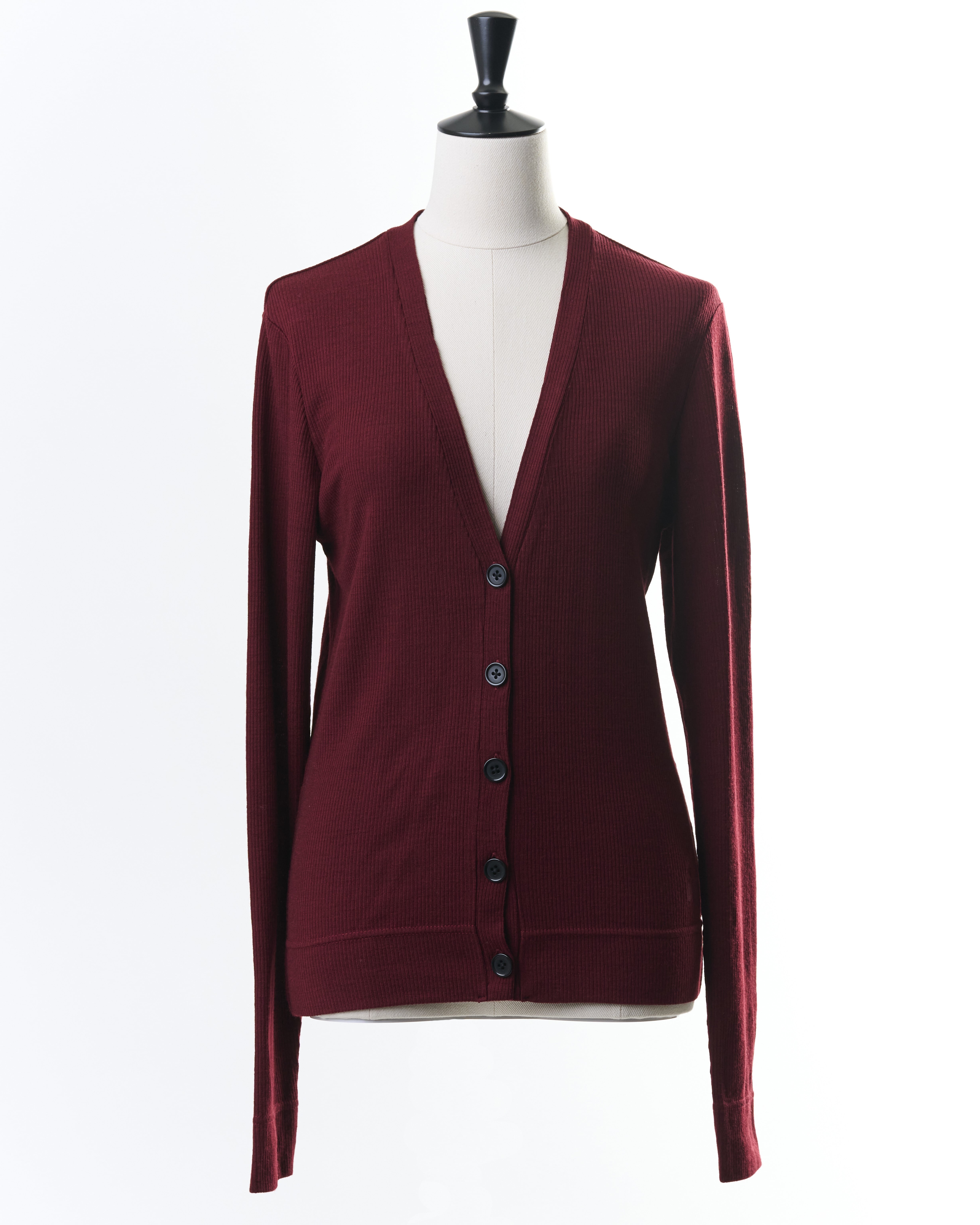 ウールリブカーディガン(ワイン)