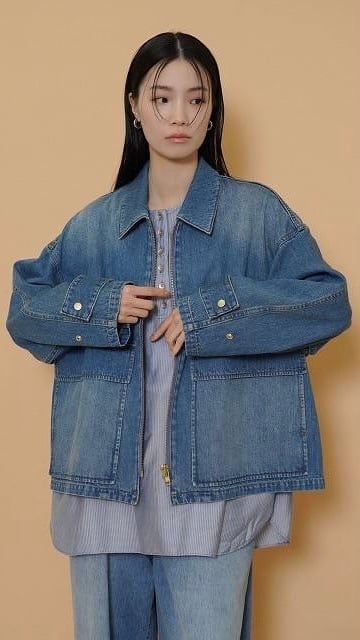 CYAN TOKYO BIGポケットデニムZIPブルゾン No.504358 ネイビー ブルー 38サイズ シアン ジャケット セットアップ可能商品