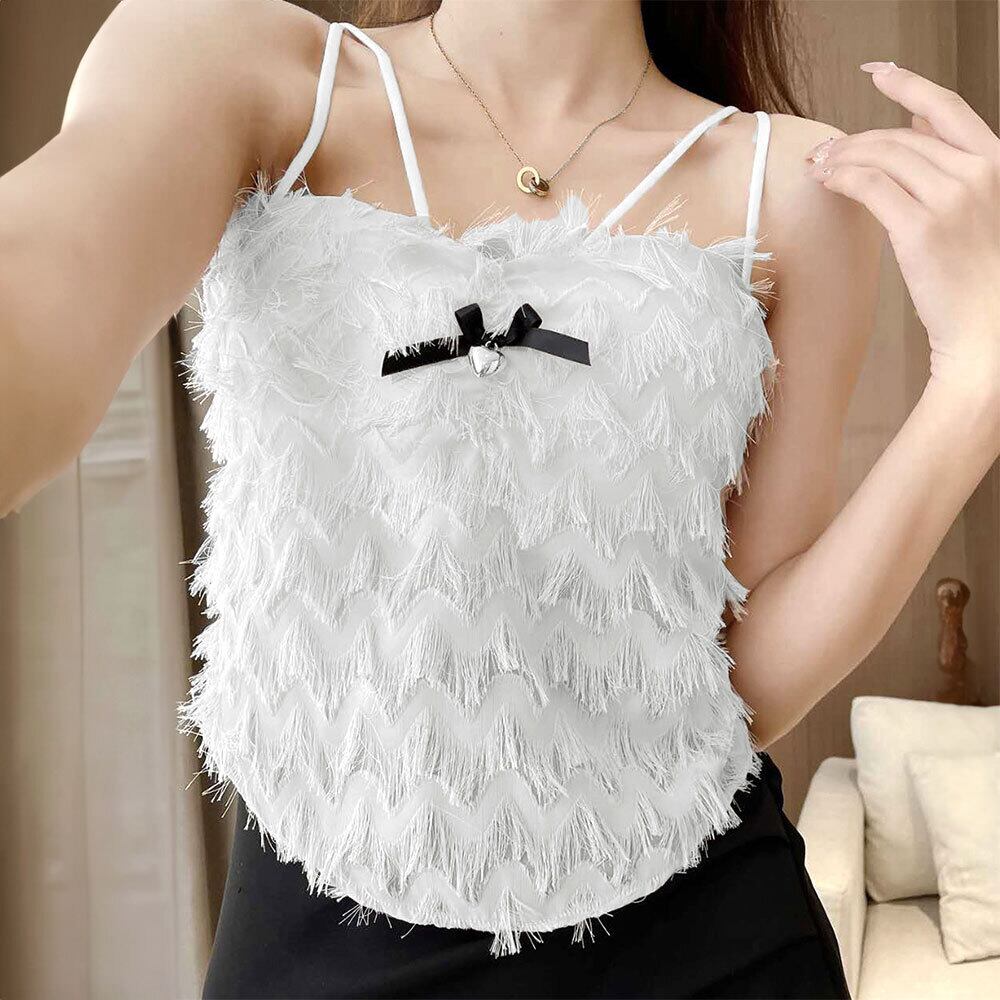 カップ付き フリンジ キャミソール レディース 韓国 インナー トップス 春夏 大人 かわいい おしゃれ きれいめ フェミニン ガーリー 大人可愛い 大人女子