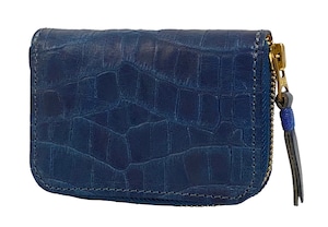 RE.ACT Croco Indigo Round Fastener Compact Wallet