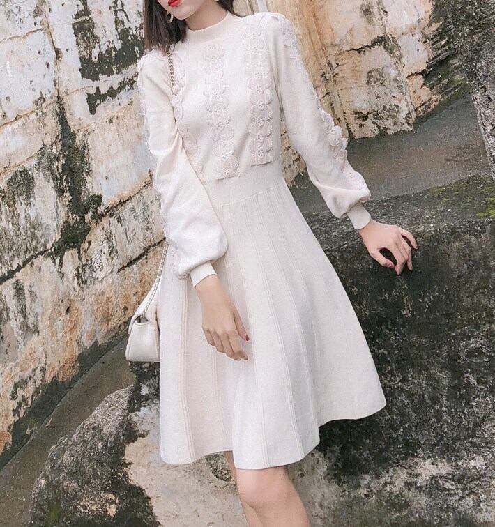 レースニットフレアスカートワンピース 293 Mimirie