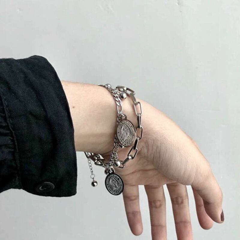 サブカル 服 地雷系 通販 ブレスレット コイン型 ジーザス チェーン 闇かわいい