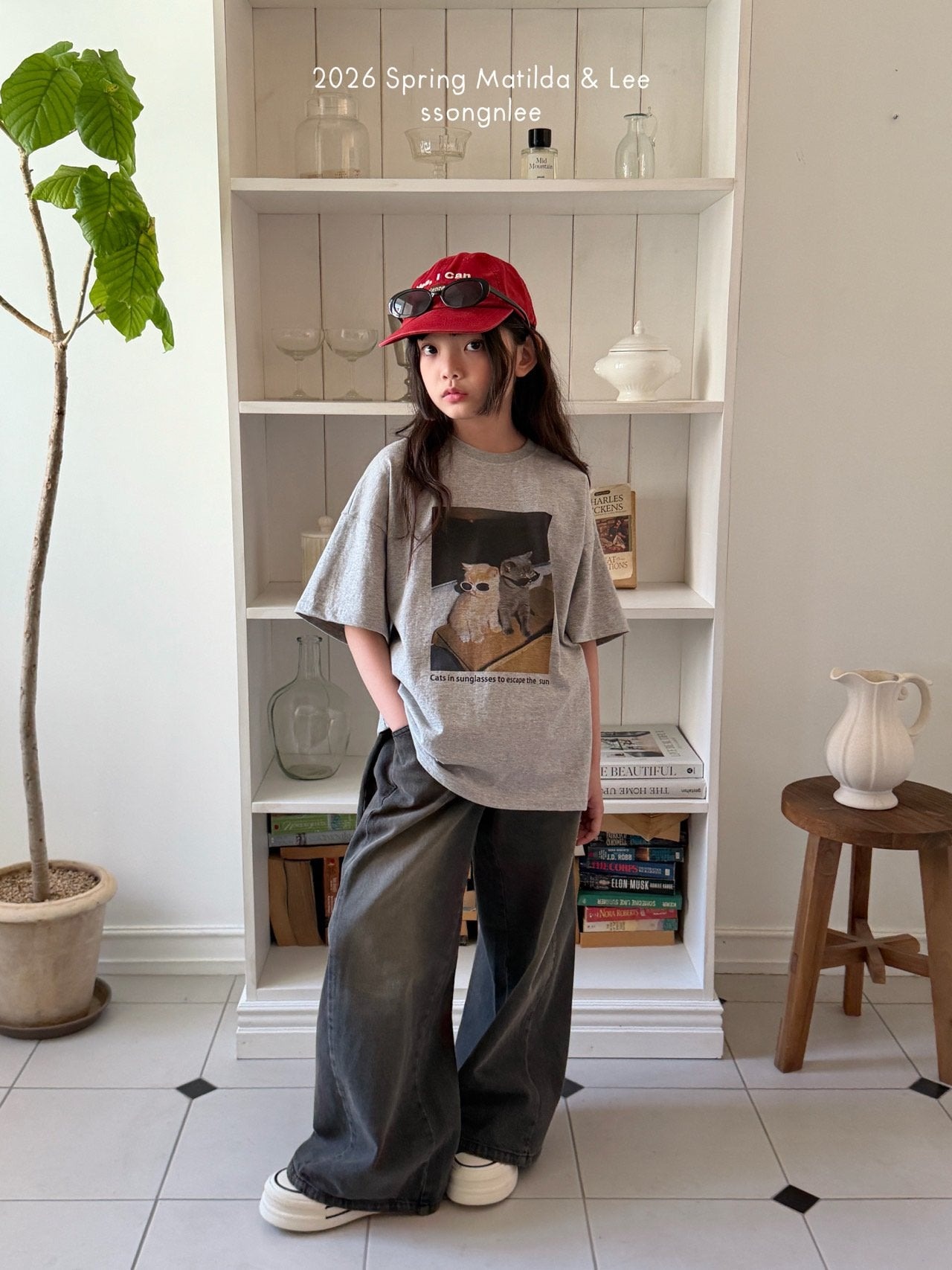 [Matilda&Lee] Sunglasses Cat Short Sleeve T-shirt / [마틸다앤리] 썬글라스고양이반팔티