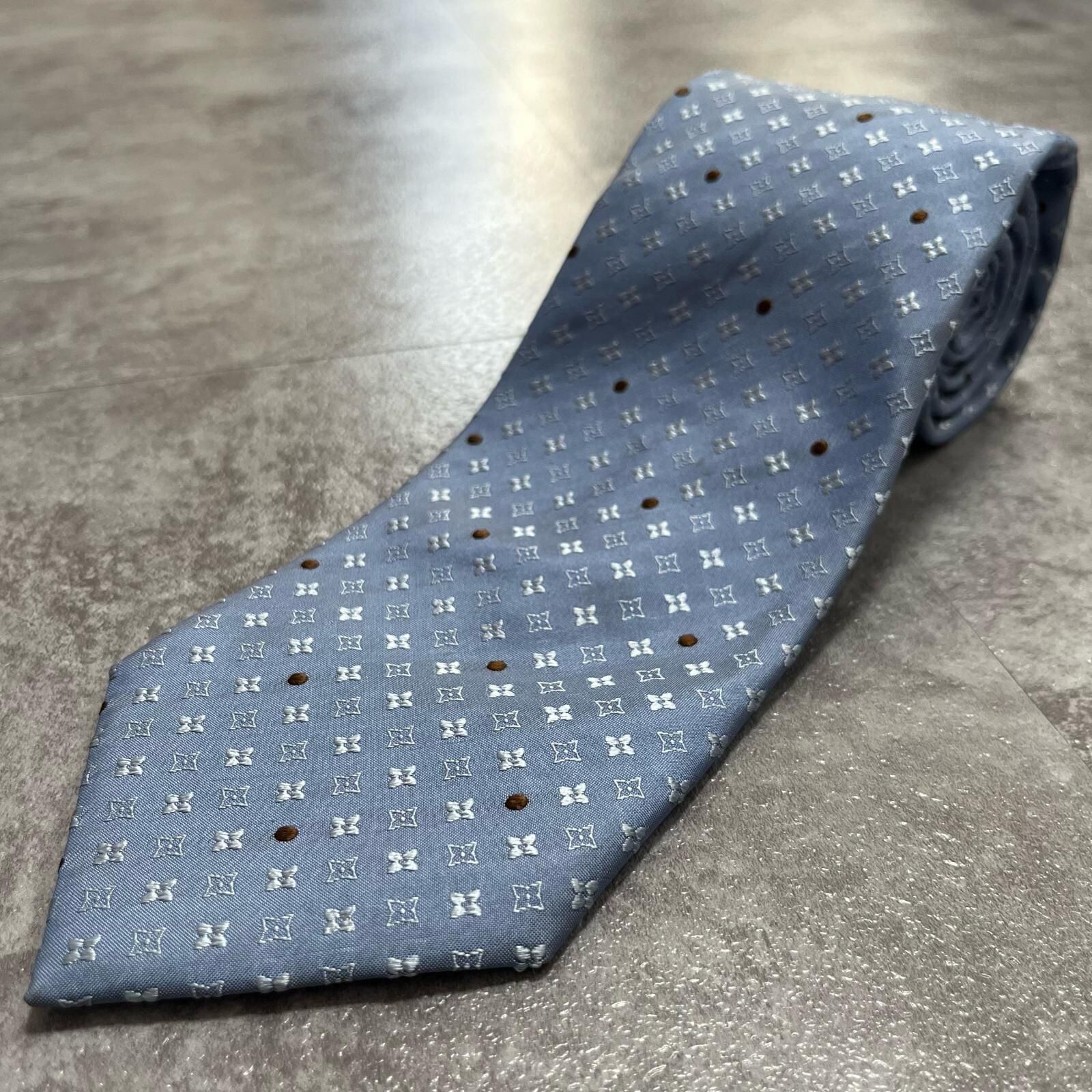 ルイヴィトン ロゴブロックチェックシルクネクタイ メンズ LOUIS
