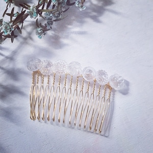 Vintage glass button Hair comb