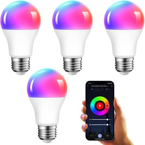 【数量限り】LVWIT スマート電球 LED電球 スマートライト E26 60W形相当 810lm 電球色 昼光色 昼白色 RGBCWマルチカラー アプリ制御 調光調色 2.4GHz Wi-Fi 遠隔操作 Alexa対応 Google Home対応 タイマー機能 省エネ 間接照明 リビングー 4個セット