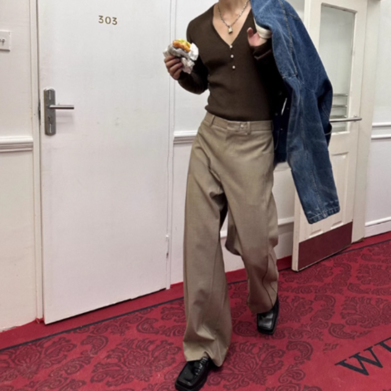 バイアスカットモードスウェットパンツ　0856