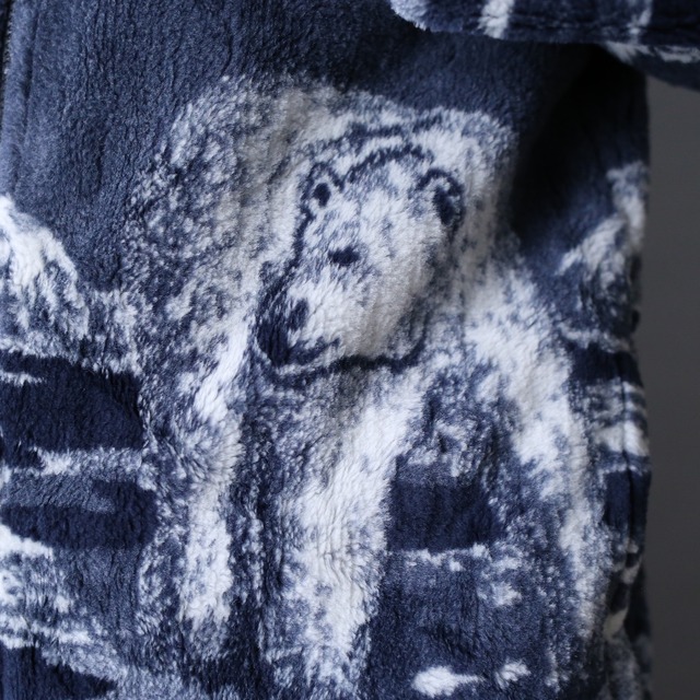 "白熊" good animal pattern over silhouette fleece jacket