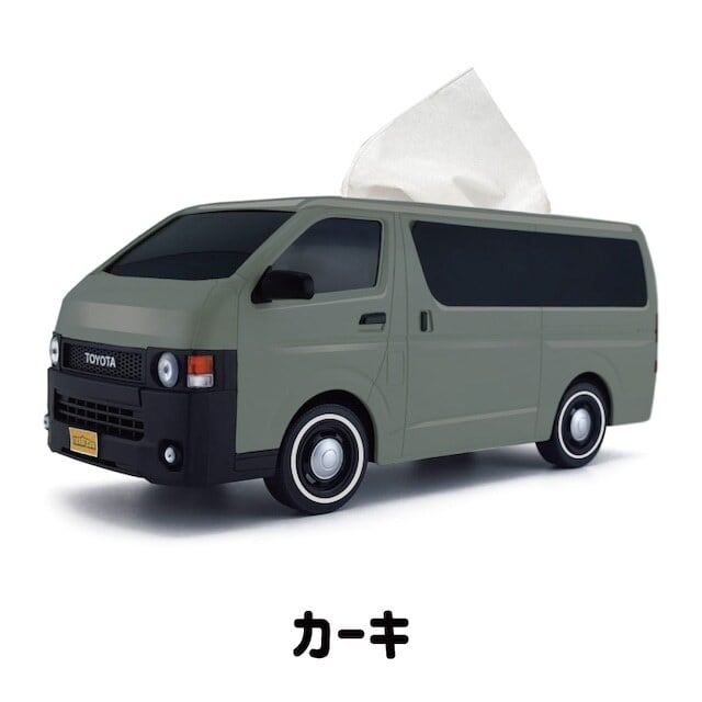 ティッシュケース トヨタハイエース FD-classic 丸目ハイエース カーキ