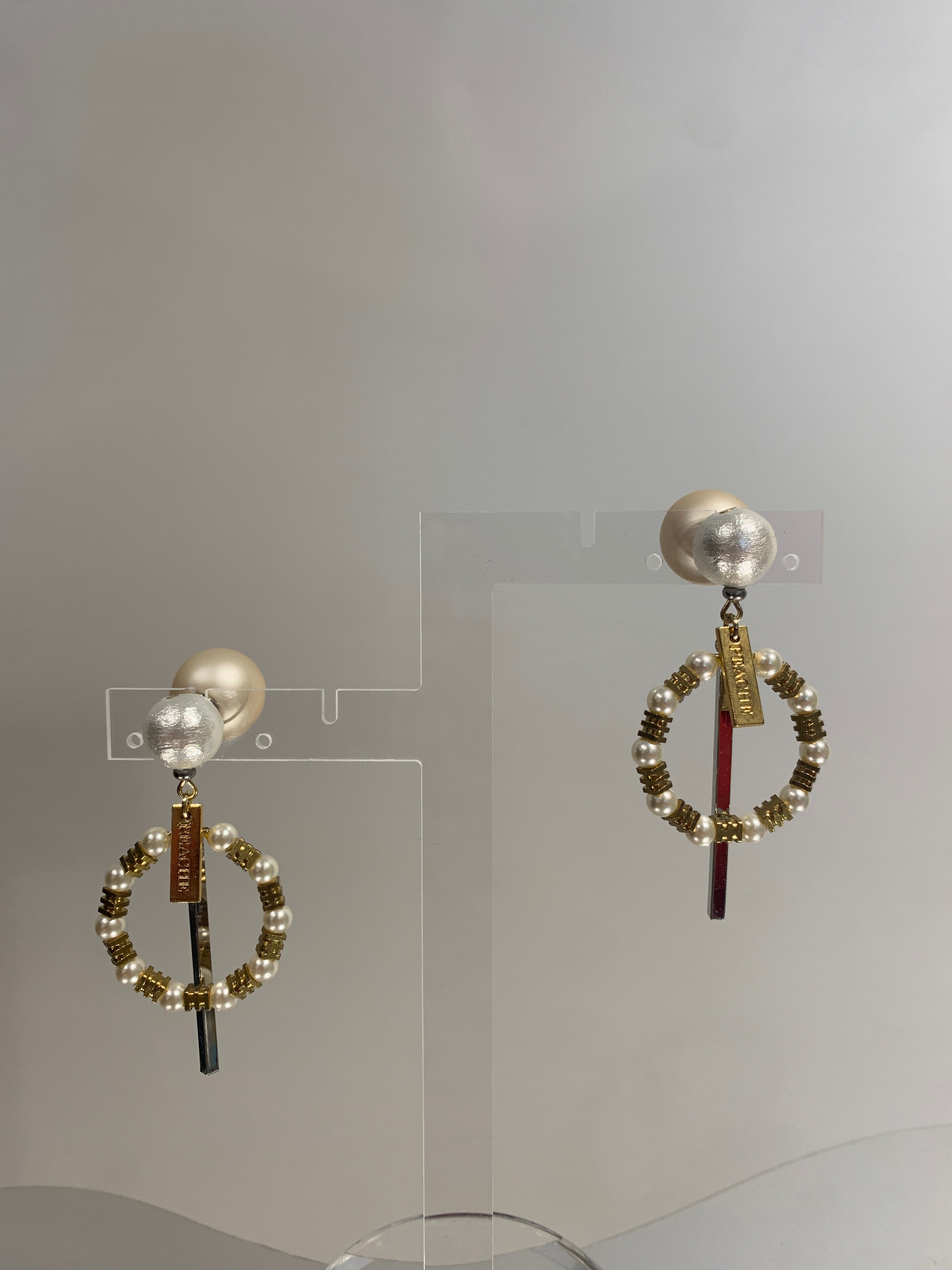 pearl gold circle long stick