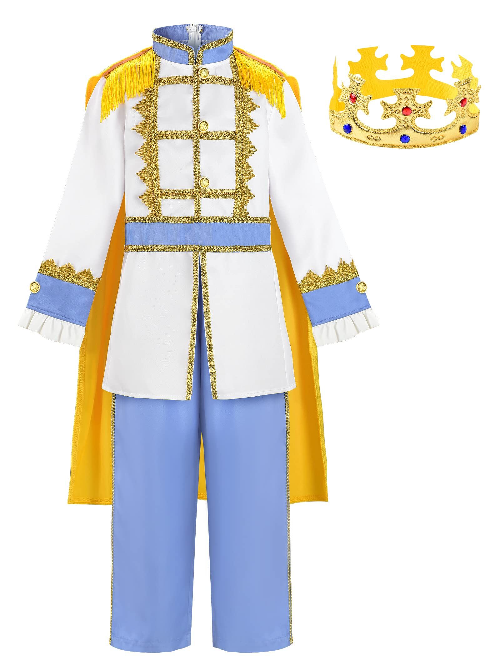 【特価処分】王子様 コスプレ 衣装 子供 ハロウィン 仮装 男の子 女の子 キッズ コスチューム クリスマス パーティー 発表会 マント 王冠 セット ホワイト