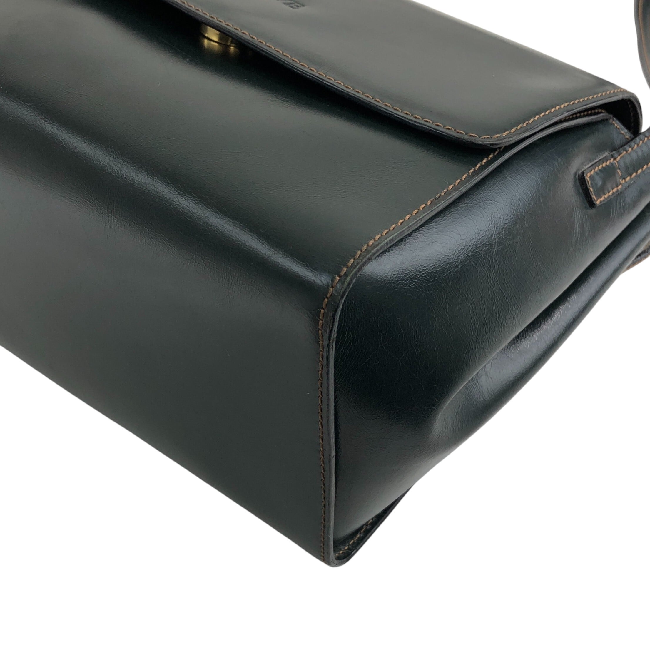 LOEWE ロエベ ショルダーバッグ ダークグリーン ロゴ レザー vintage