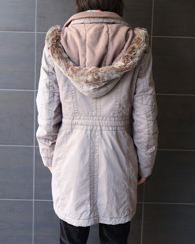 layered far hood coat