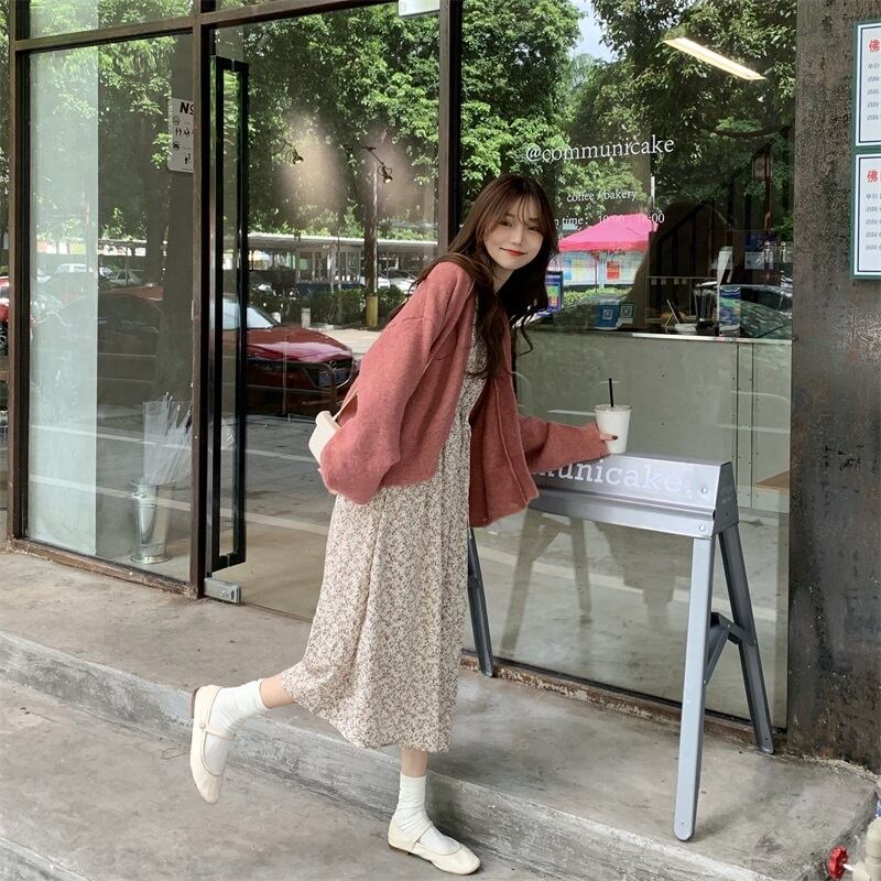 スタイル薄手花柄 お花 フラワードレス ワンピースカーディガン 上着