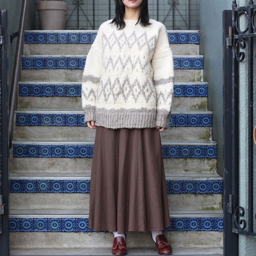 EU VINTAGE NORDIC DESIGN OVER KNIT/ヨーロッパ古着ノルディックデザインオーバーニット