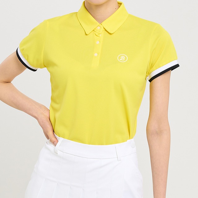 袖バイカラーライン半袖ポロシャツ