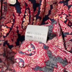 vintage JUN check × paisley open collar cotton shirt