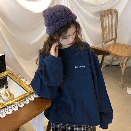 2020年秋冬バージョン新インヘイズブルールーズフード付きキャップレス長袖セーター女子学生香港フレーバートップ misskkl70534254288