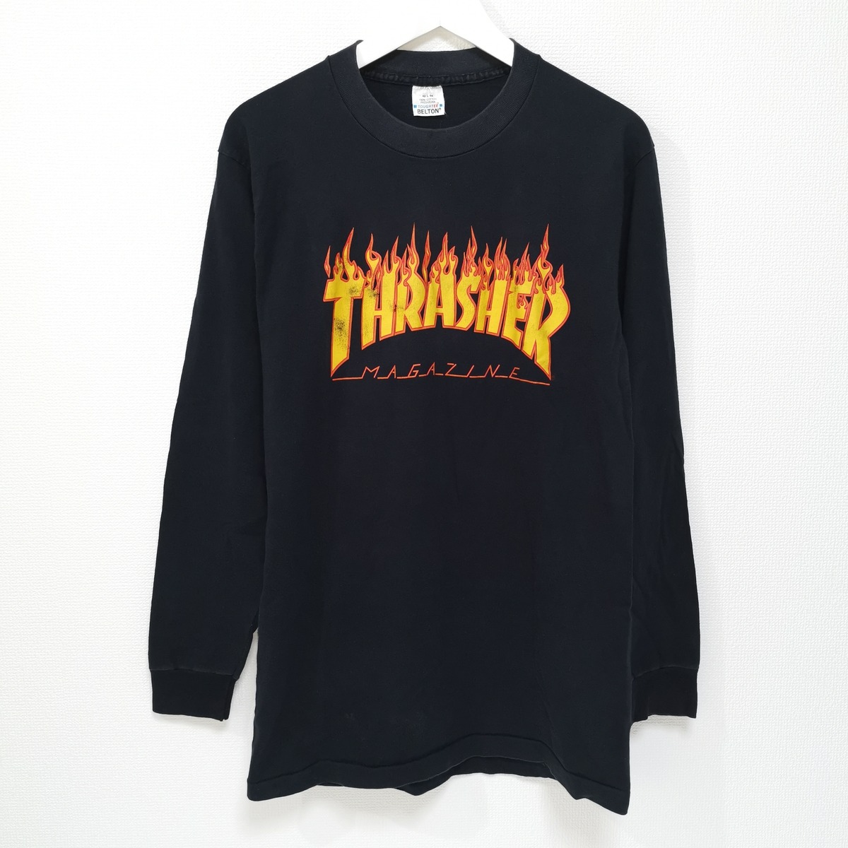 送料無料 L 80s THRASHER スラッシャー FLAME ロンT Tシャツ BELTON 