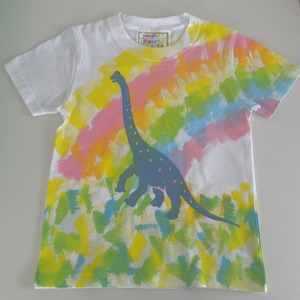 受注制作kidsTシャツ「虹とブラキオサウルス」100cm~140対応