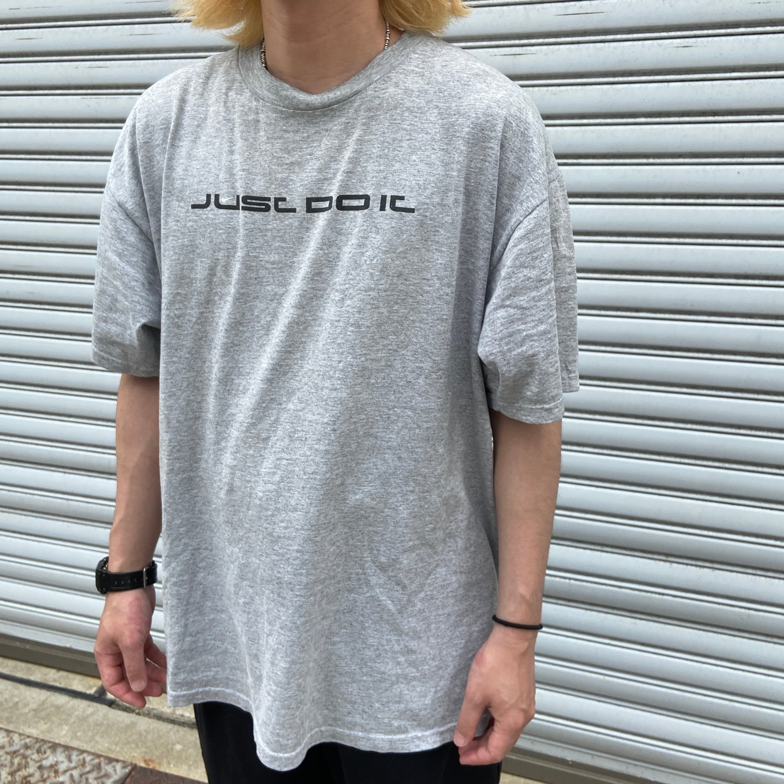 90s NIKE 白タグ プリントロゴTシャツ プリントTシャツ グレー XL