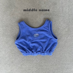 【middle name】刺繍パイルレイヤードタンク ブルー90〜120cm【240432】