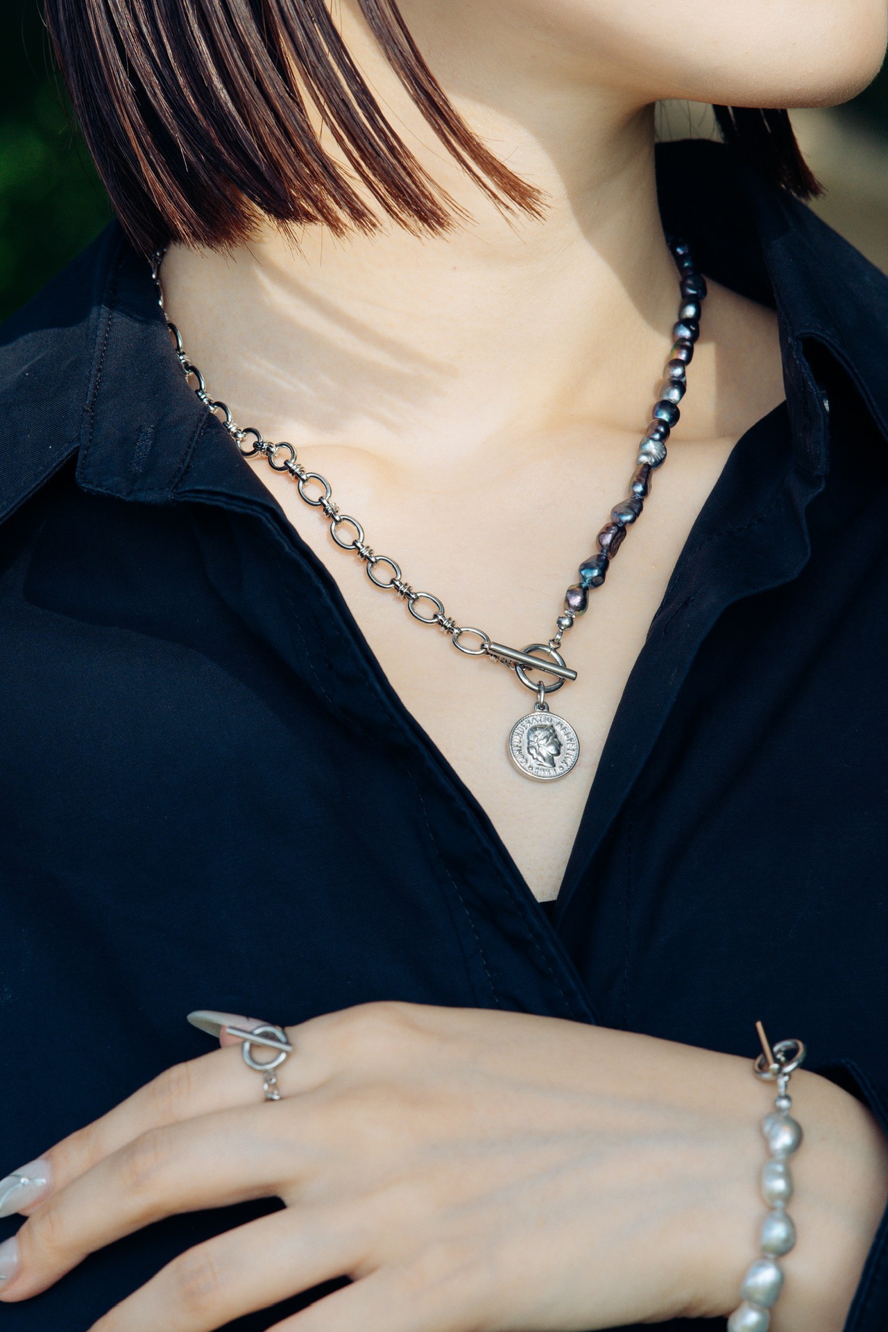 『深海の静寂』coin pearl necklace ※8月限定color