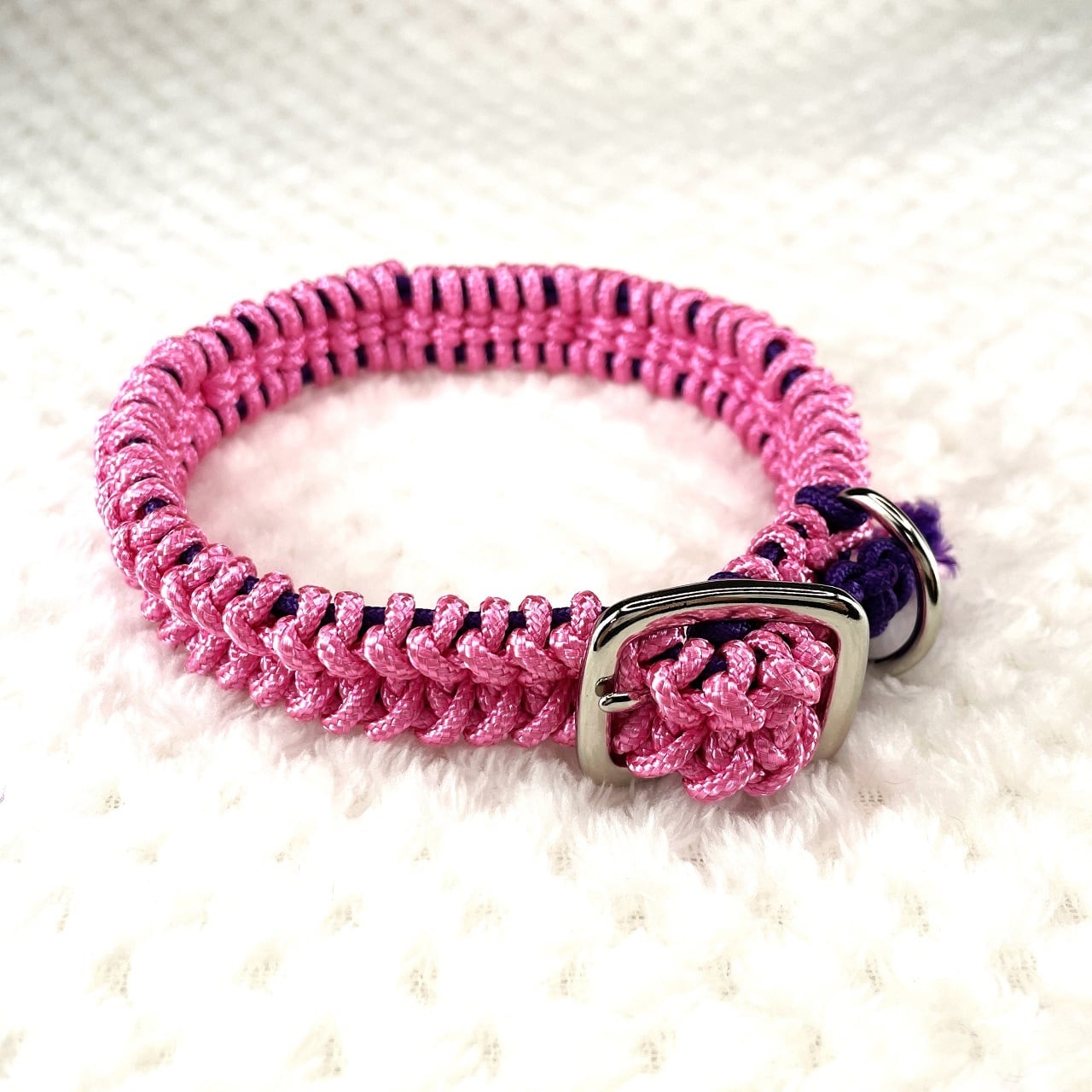 公式]#265 パラコード犬首輪キラキラピンク色の小型・中型犬首輪 | 犬