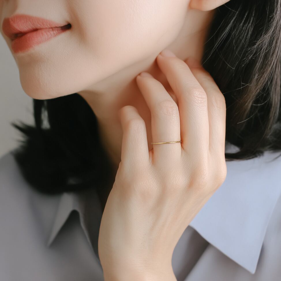 11号～15号〉K18 0.8mm プレーンリング つけっぱなし No.153 #11～#15