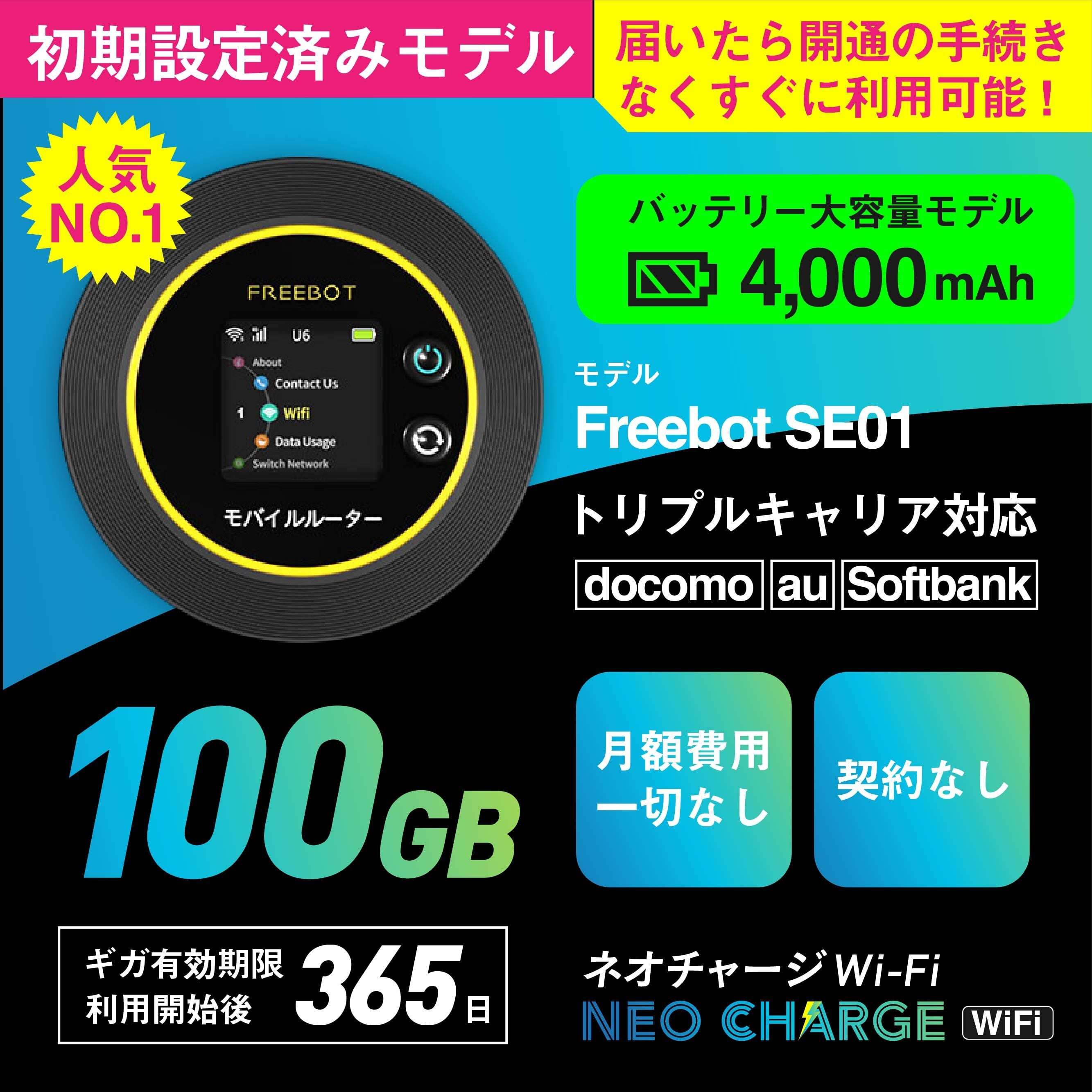 初期設定済みモデル】100ギガ付きポケットWiFi | 【公式】ネオチャージ ...