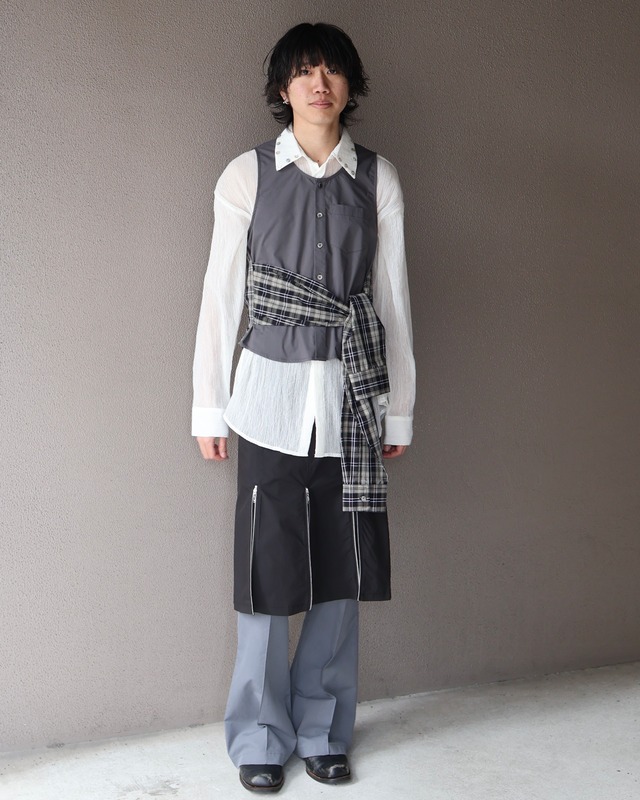 <Last one > theworldisyouroyster 25ss/SHIMMER Multi-zipper Skirt