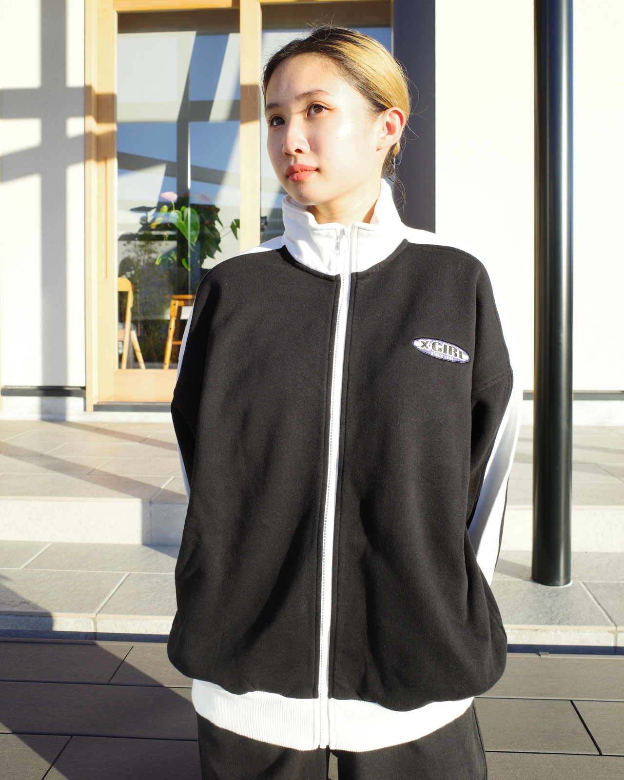 【X-girl】CONTRAST STRIPE ZIP UP SWEAT 【エックスガール】