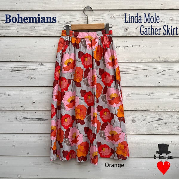 LINDA MOLE GATHER SKIRT BLUE リンダ ギャザースカート オレンジ BOHEMIANS ボヘミアンズ