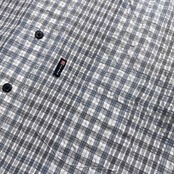 90s CHAPS RALPH LAUREN チャップス ラルフローレン チェック柄 シアサッカー BD 半袖シャツ L /メンズ/グレー系/ビンテージ/日登美