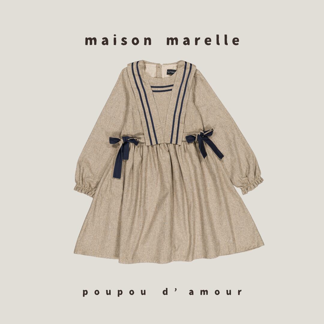 6Y〜12Y送料無料 【予約】maison marelle|Dress BOETIE - heathered ouatmeal / (11月上旬以降入荷予定)