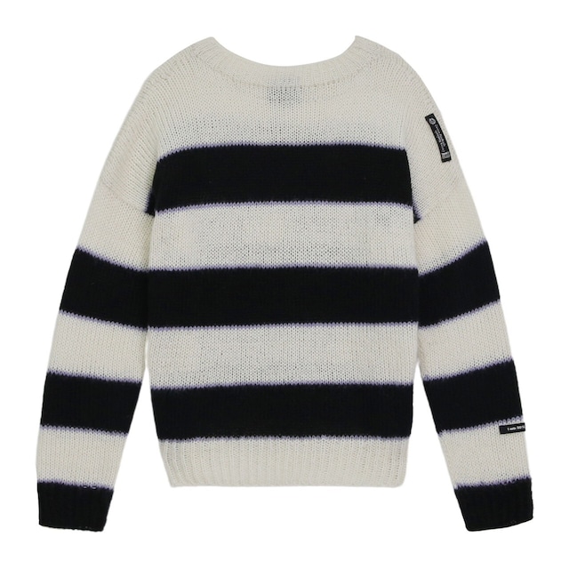 【99％IS】"N" Mohair  Stripe knit [Hand Made Custom](WHITE/BLACK)